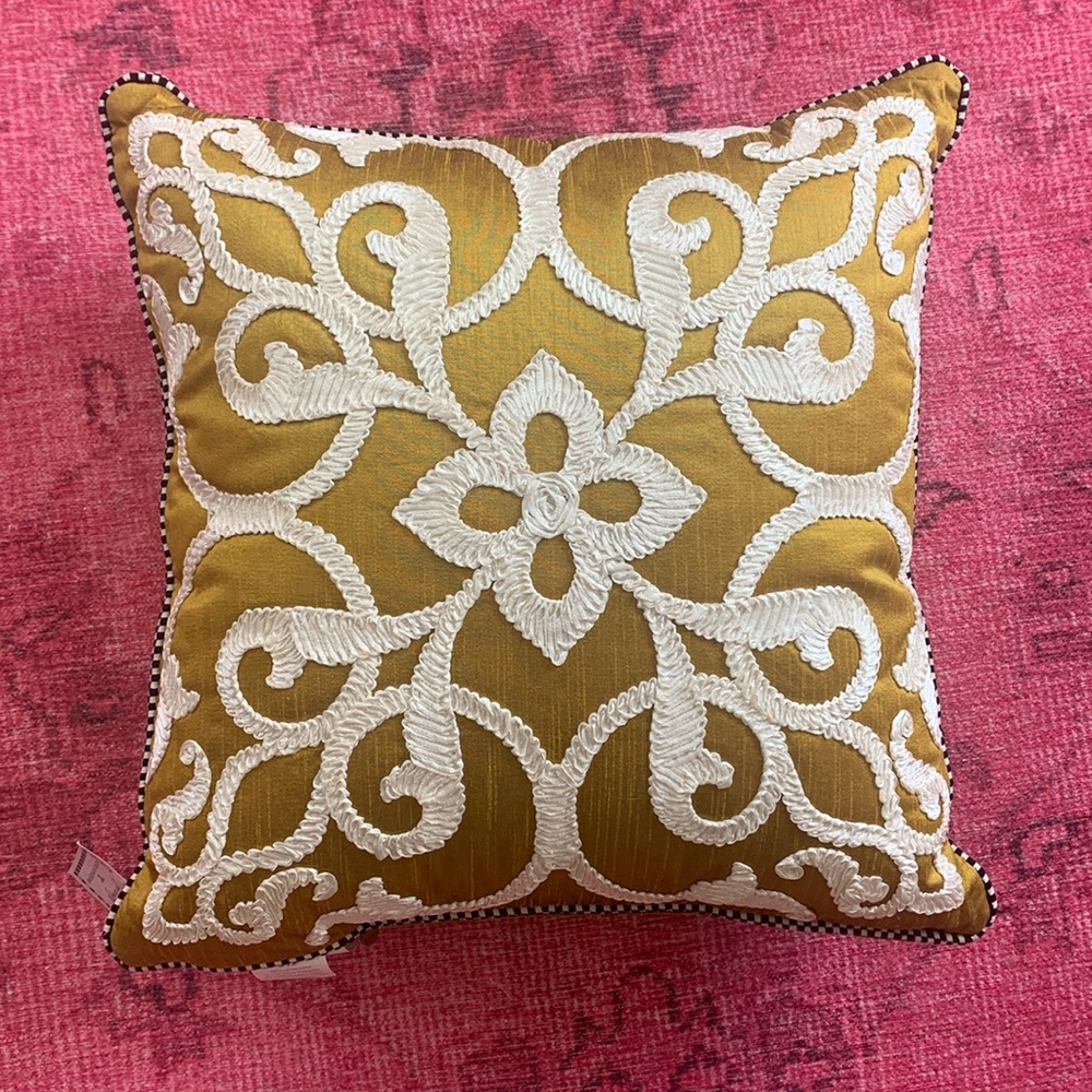 Mac-Kenzie Childs Gold Byzantine Pillow